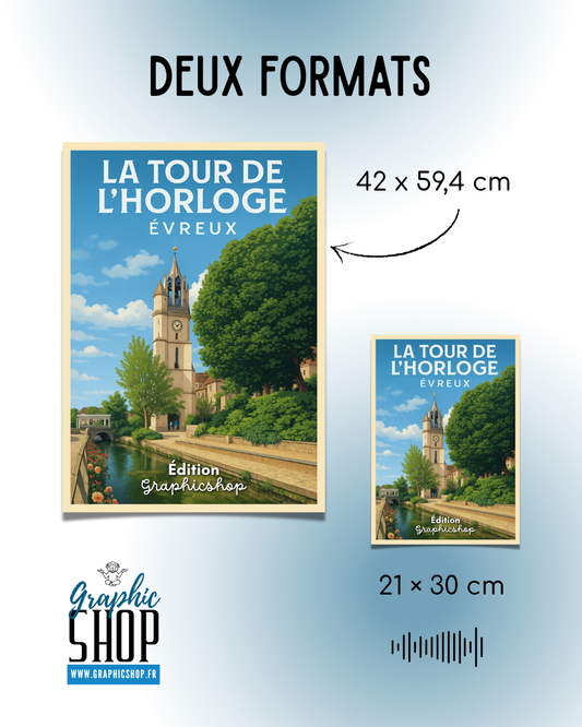 Affiche La Tour de l’Horloge – Évreux | Édition Graphicshop
