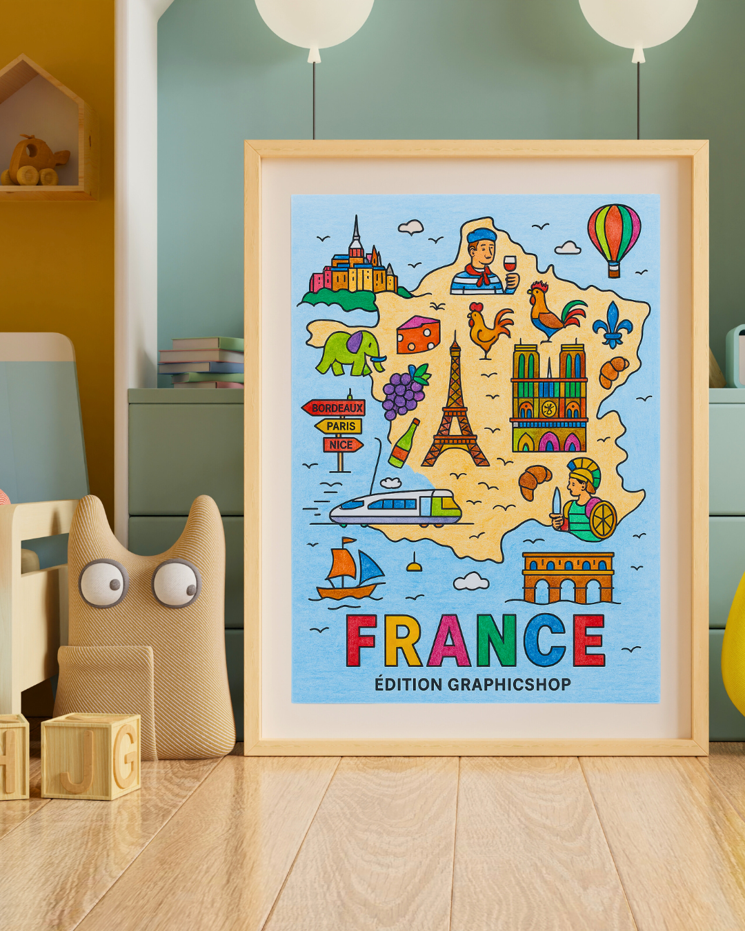 Coloriage géant – Carte de France – Affiche 50×70 cm