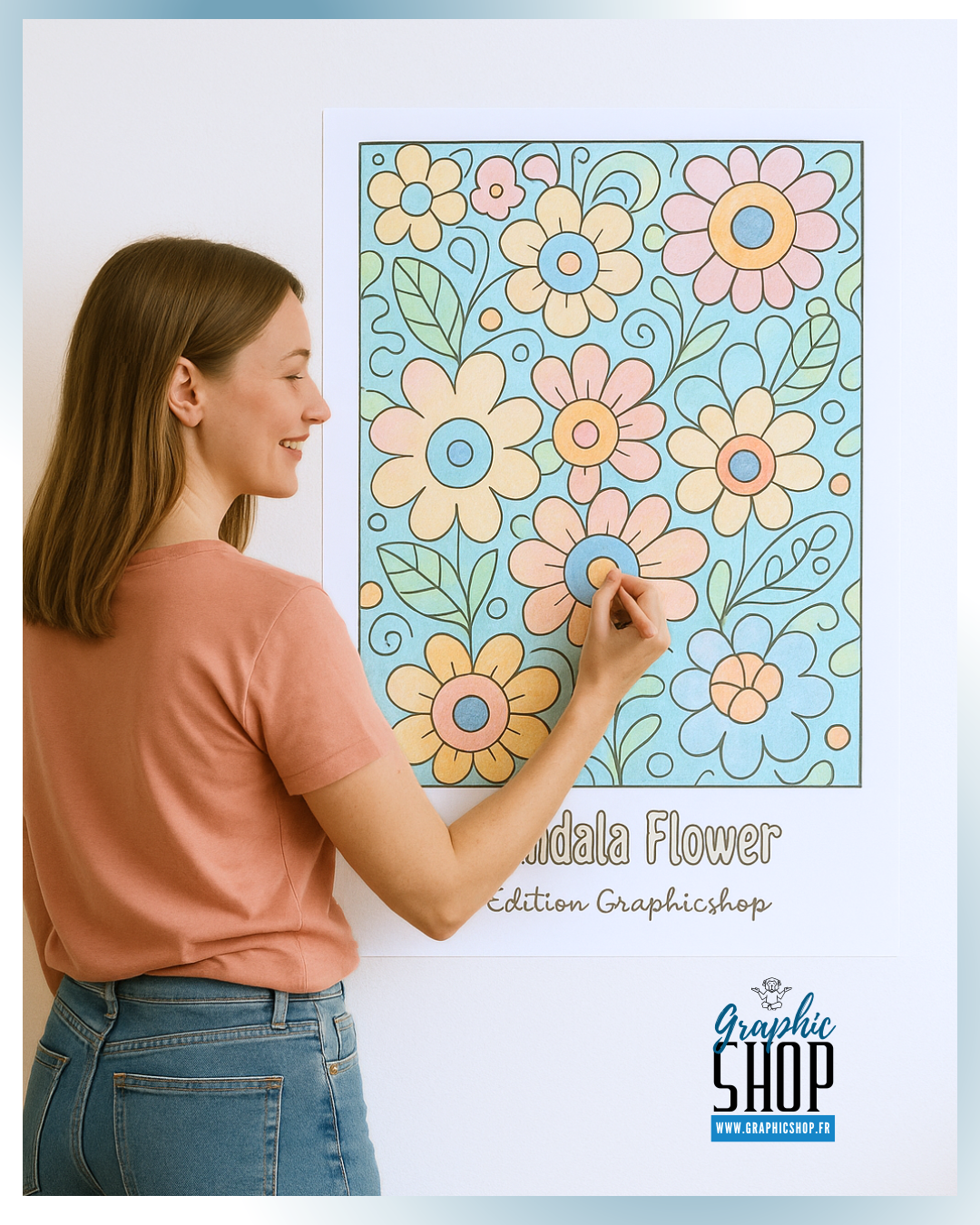 Coloriage géant – Mandala Flower – Affiche 50×70 cm