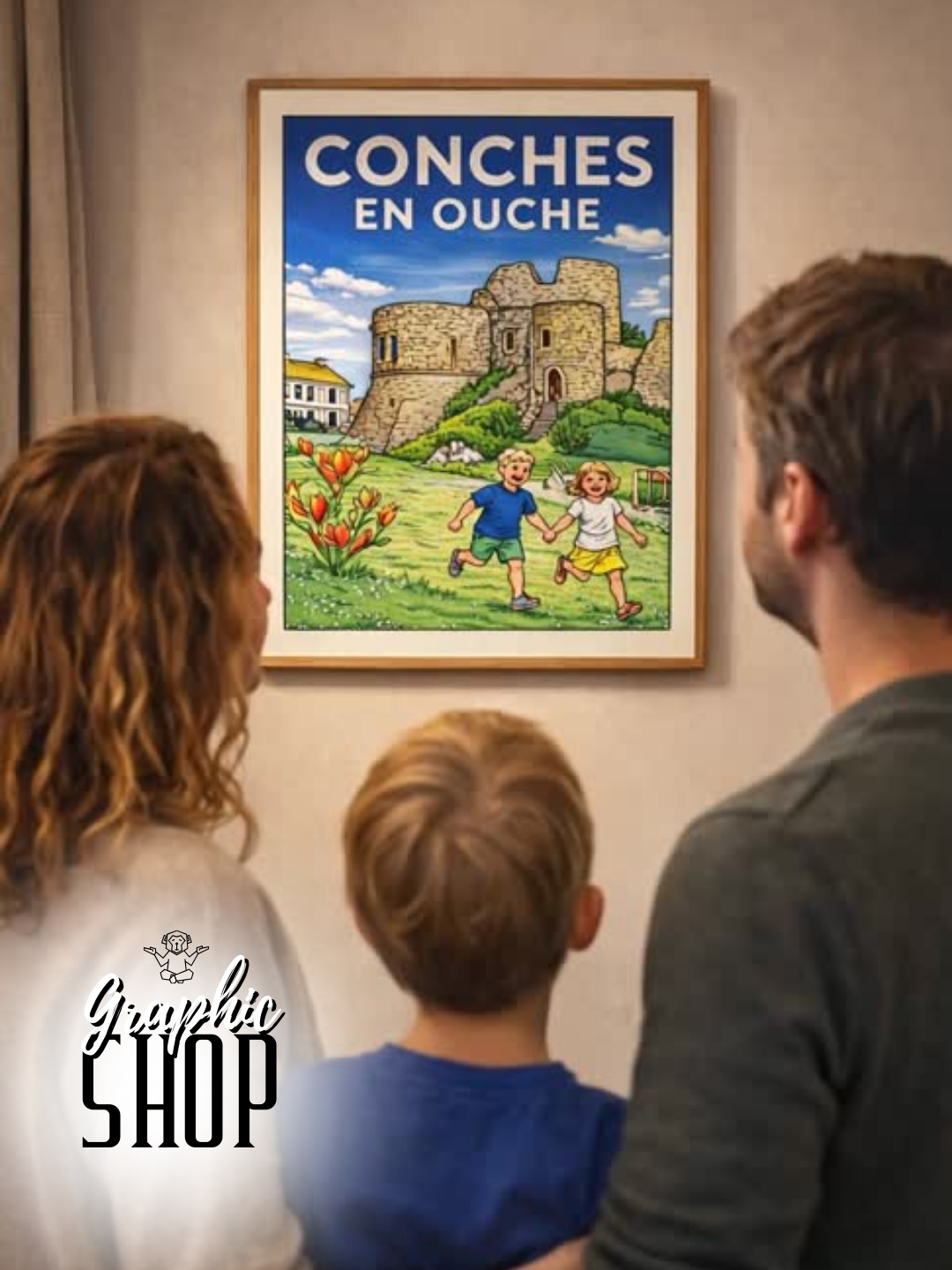 Coloriage géant – Donjon de Conches-en-Ouche (30 × 40 cm)