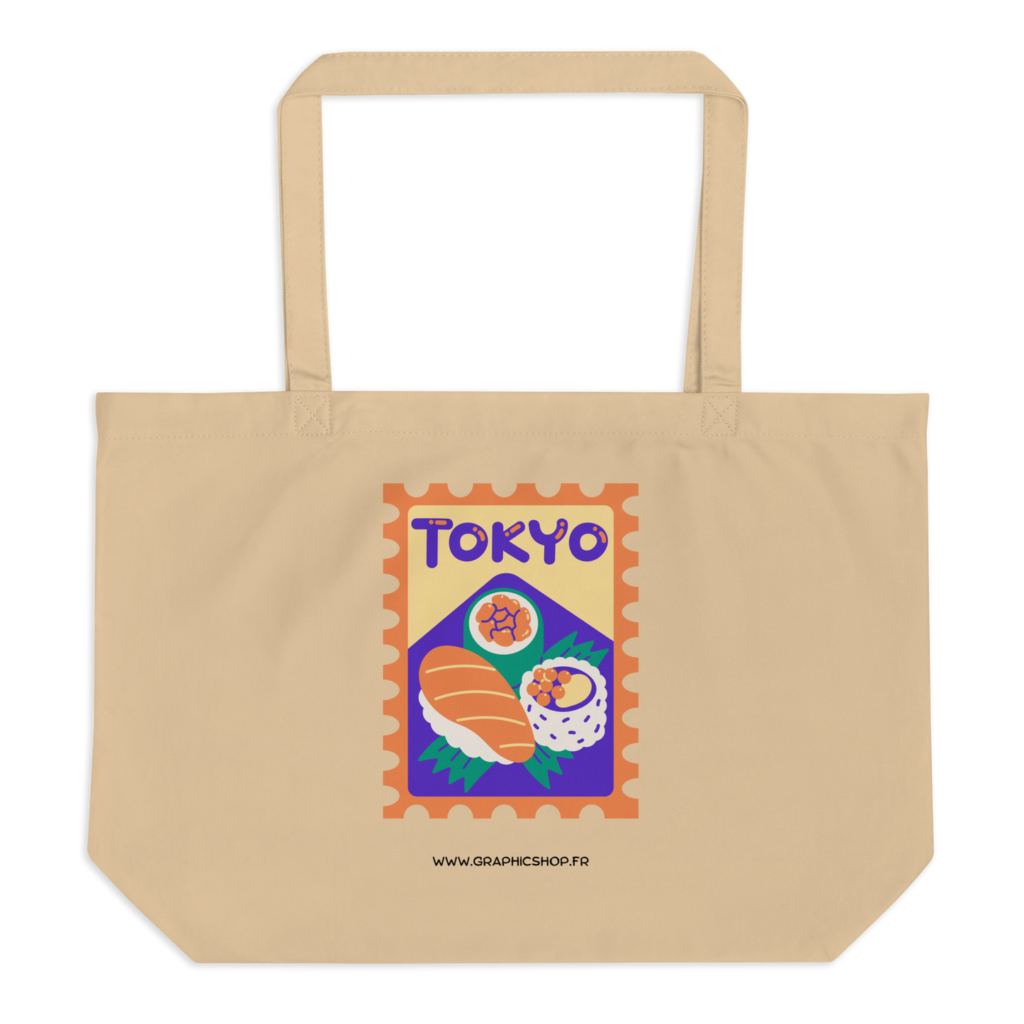 Grand Tote Bag "Tokyo" – Édition Voyage, 100 % Coton Bio