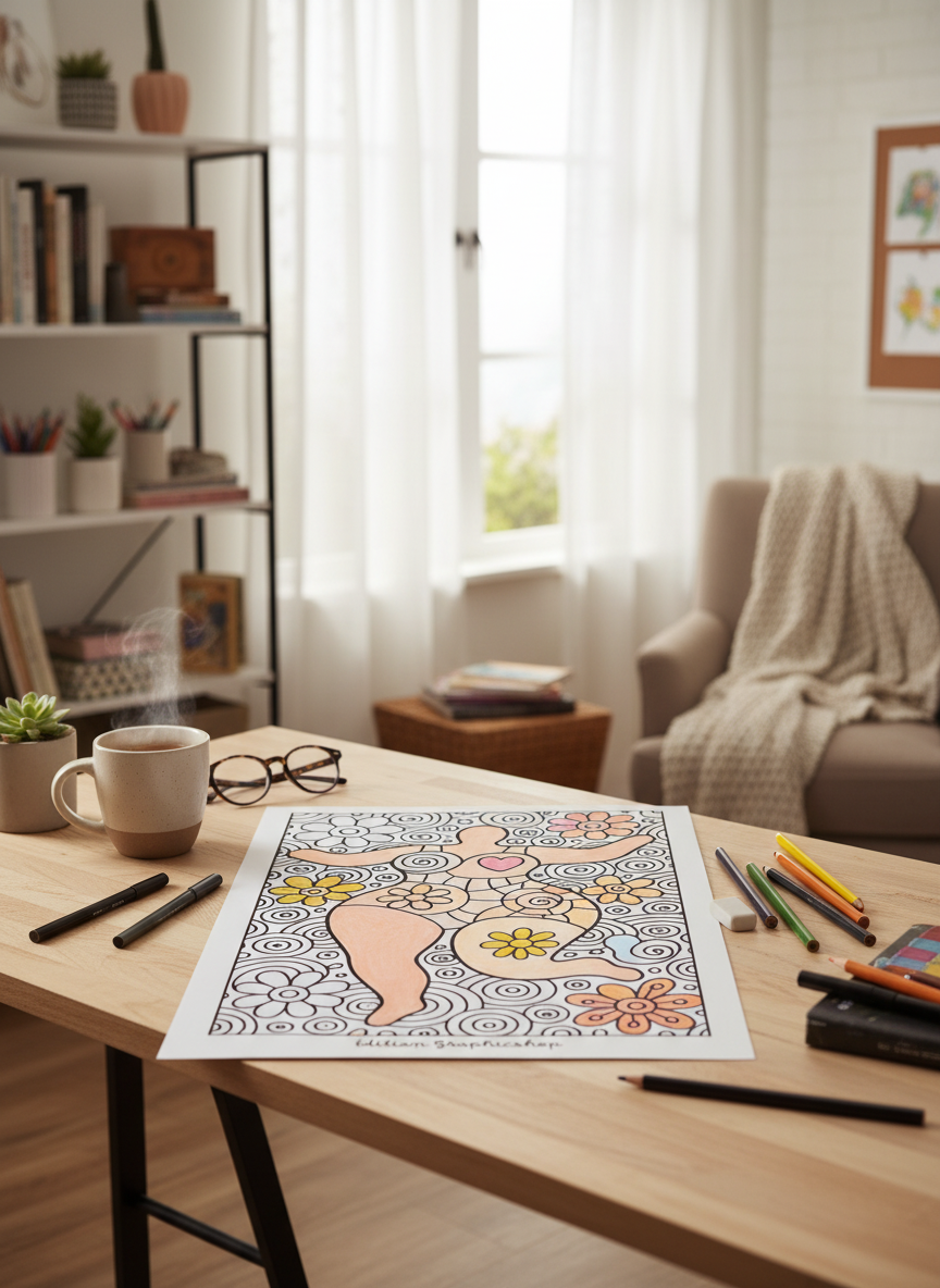 Coloriage géant art contemporain – Inspiration Niki de Saint Phalle ( 50x 70 cm)