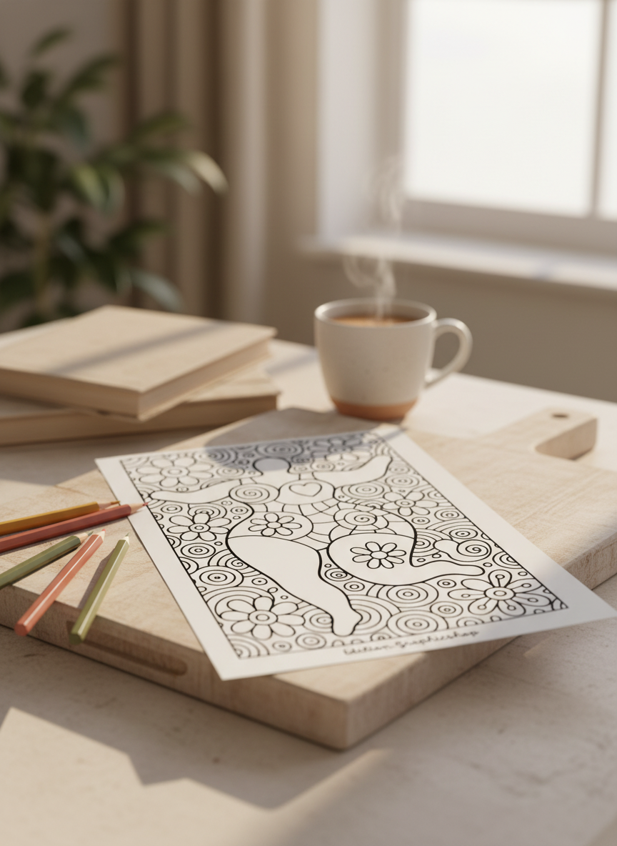 Coloriage géant art contemporain – Inspiration Niki de Saint Phalle – Affiche A4 qualité musée