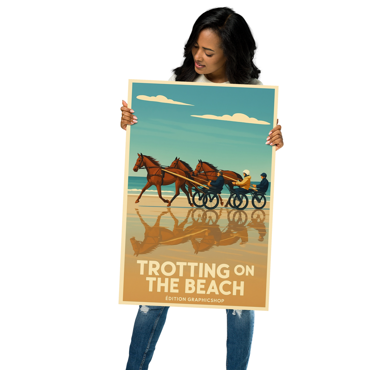 Affiche "Trotting on the Beach" – Édition Graphicshop (61 x 91 cm)