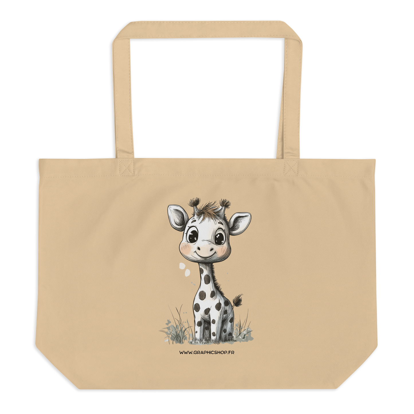 Grand Tote Bag Girafe Kawaii – 100 % Coton Bio