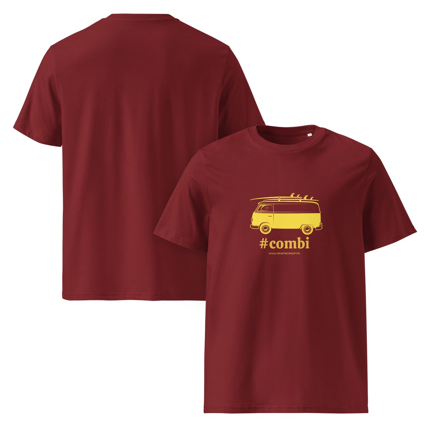 T-shirt Bio « #Combi » – Unisexe – Bordeaux Sunset