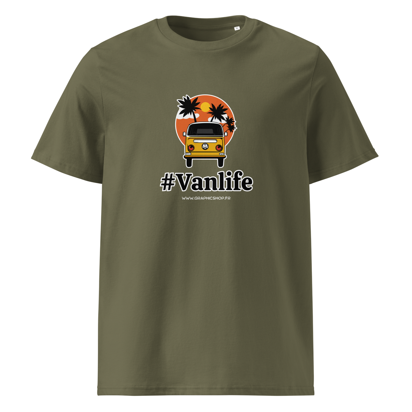 T-shirt Bio « #Vanlife » – Unisexe – Kaki Aventure