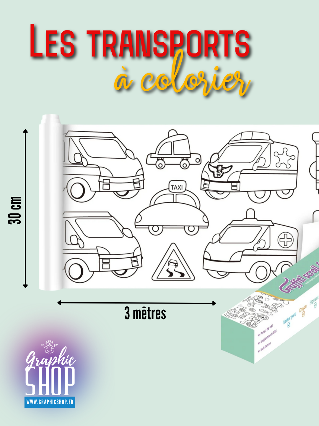 Rouleau de dessin à colorier auto-adhésif – 3 mètres