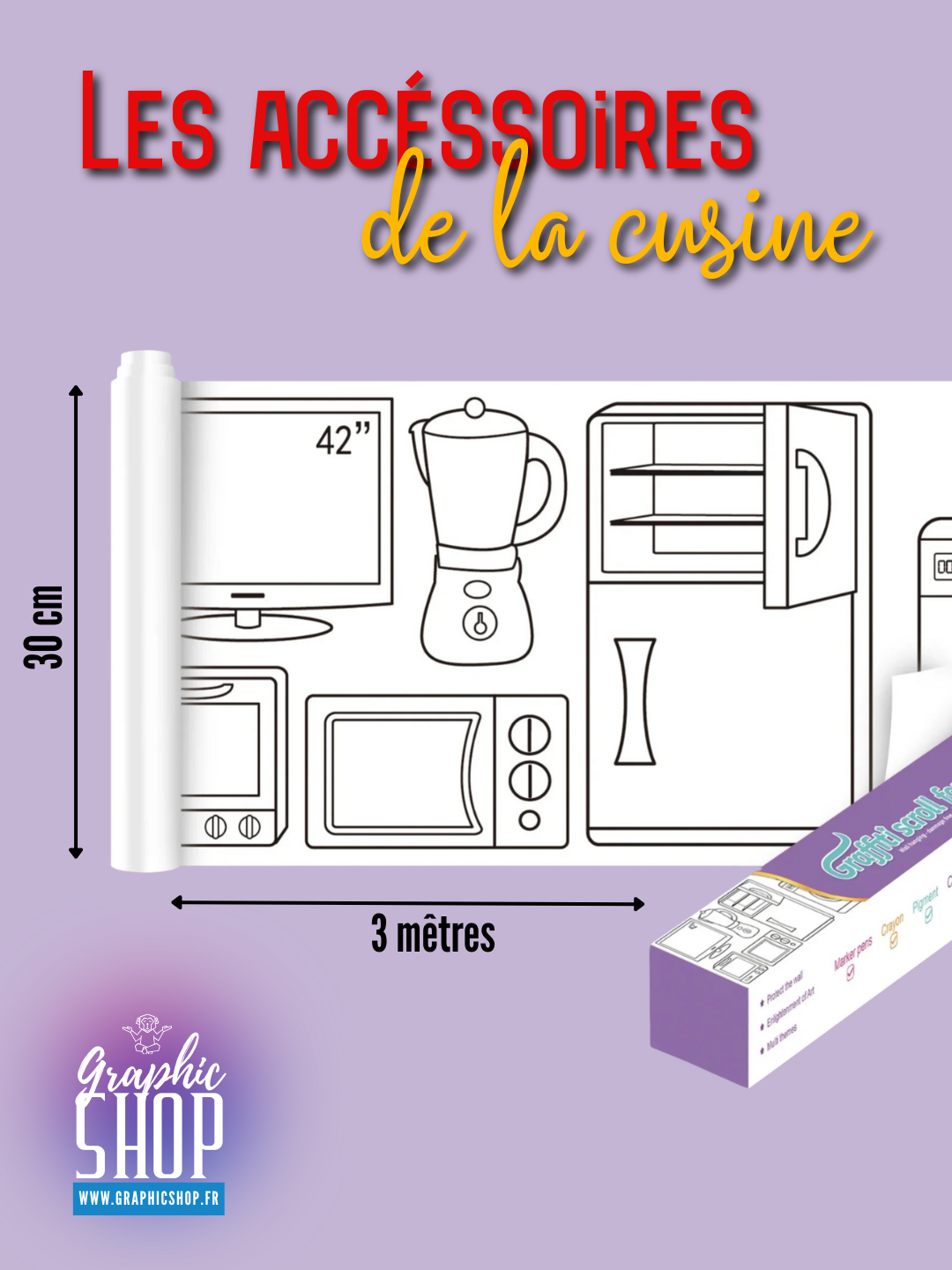 Rouleau de dessin à colorier auto-adhésif – 3 mètres