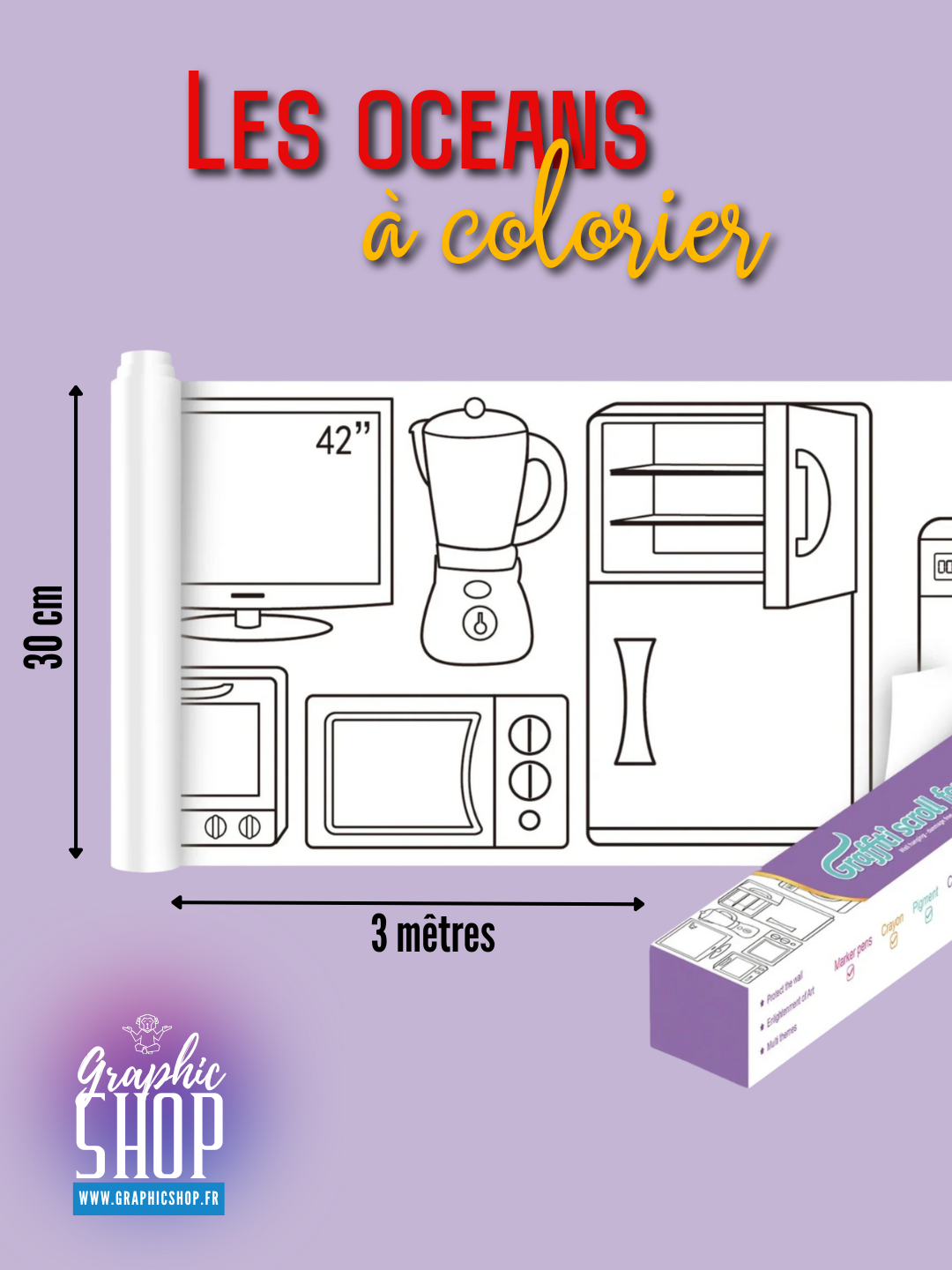 Rouleau de dessin à colorier auto-adhésif – 3 mètres