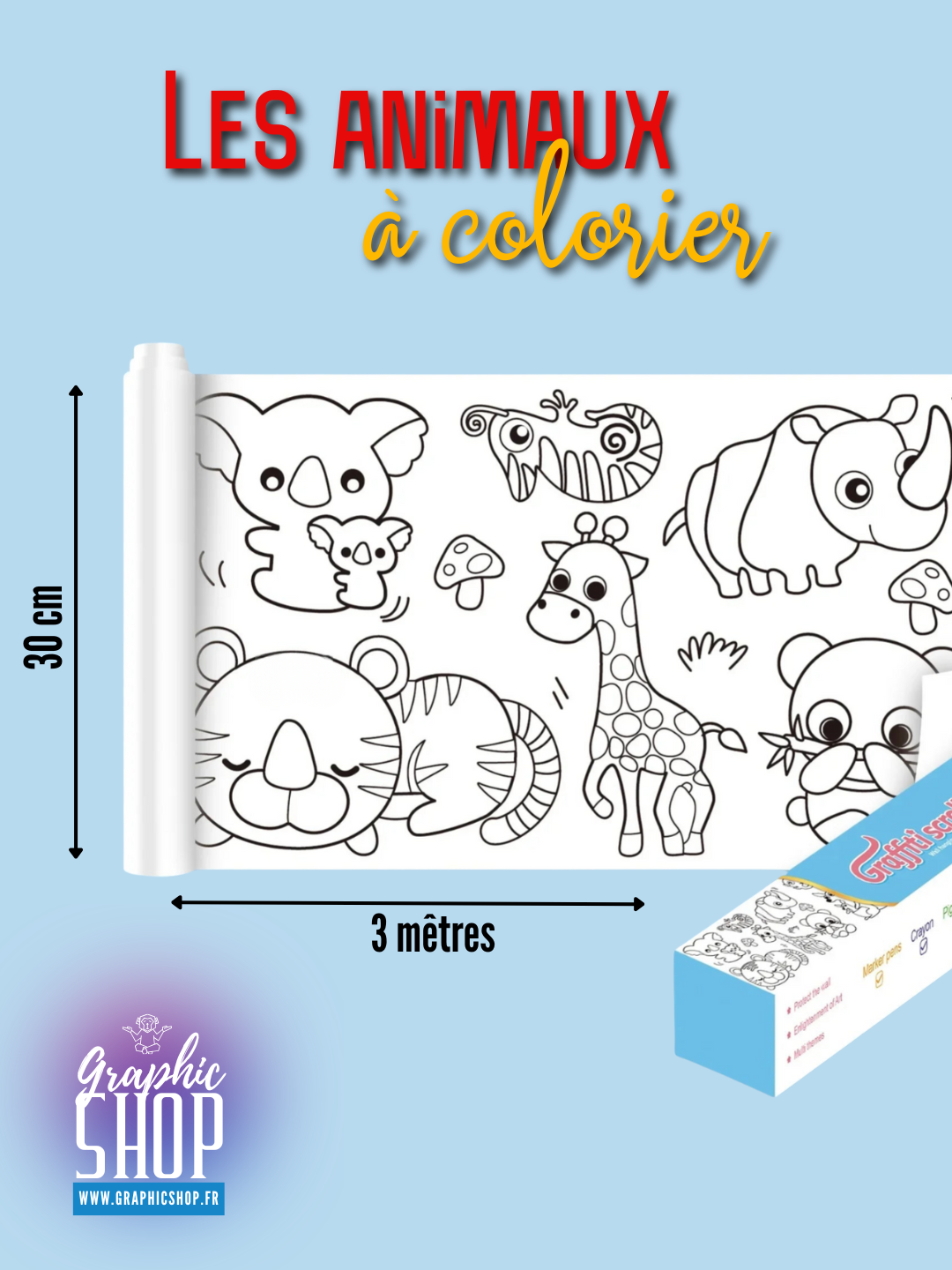 Rouleau de dessin à colorier auto-adhésif – 3 mètres