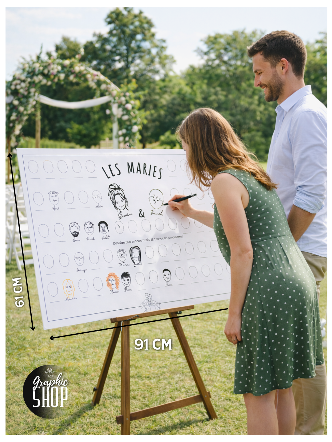 Poster Animation Mariage – Dessine ton Autoportrait | Souvenir Invités Mariage 61 × 91 cm