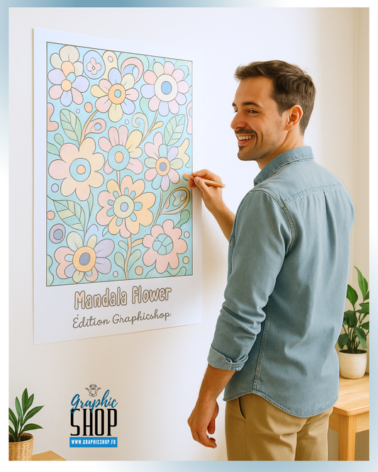 Coloriage géant – Mandala Flower – Affiche 50×70 cm