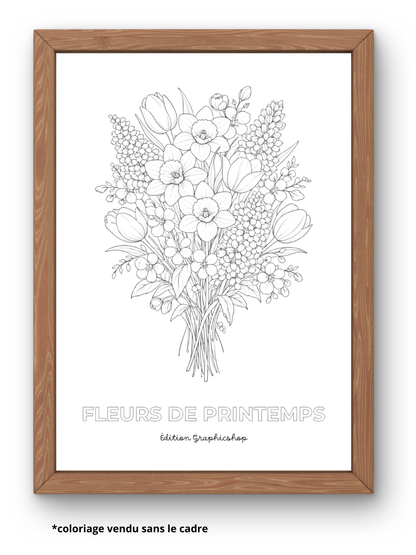 Coloriage géant fleurs – Fleurs de printemps | Affiche à colorier 30 × 40 cm – Graphicshop