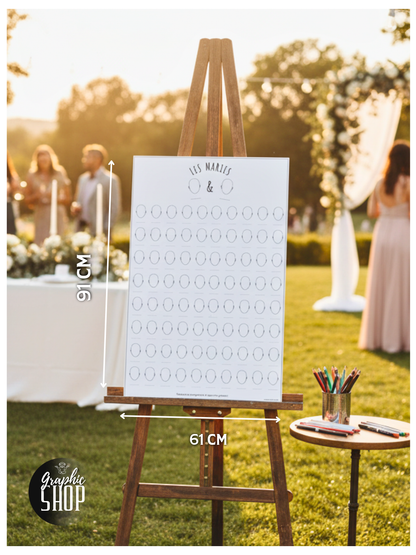 Poster Animation Mariage 80 invités  – Dessine ton Autoportrait | Souvenir Invités Mariage 91 × 61 cm