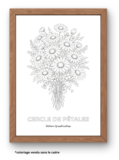 Coloriage géant fleurs – Cercle de pétales | Affiche à colorier 30 × 40 cm – Graphicshop