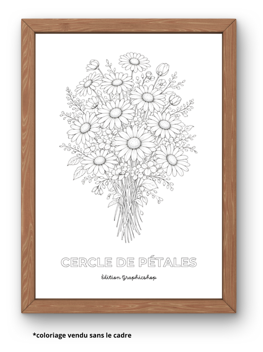 Coloriage géant fleurs – Cercle de pétales | Affiche à colorier 30 × 40 cm – Graphicshop