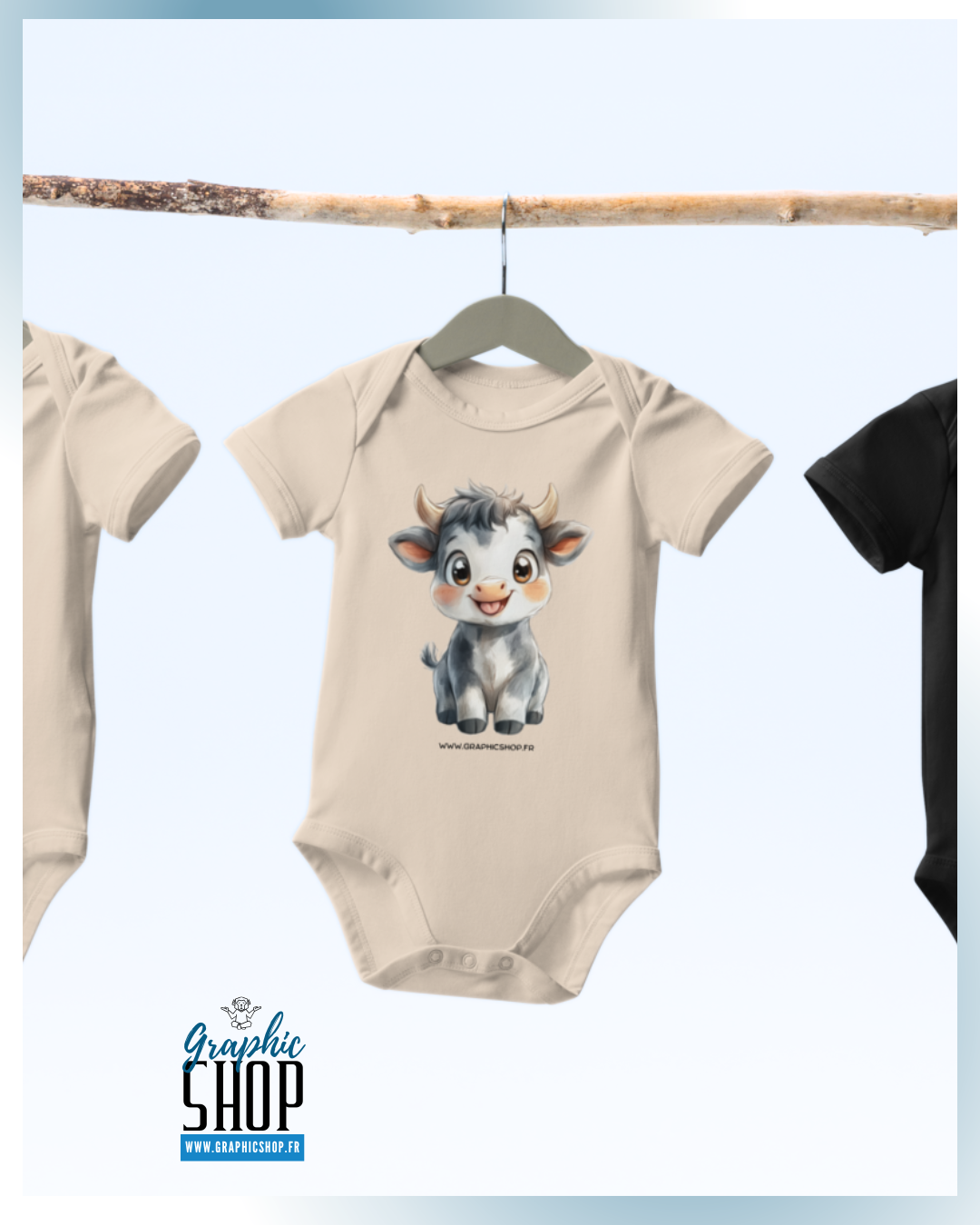 Body bébé en coton bio – Petit Veau Kawaii