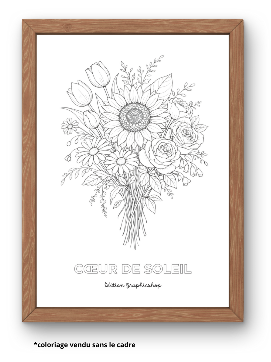 Coloriage géant fleurs – Coeur de soleil  | Affiche à colorier 30 × 40 cm – Graphicshop