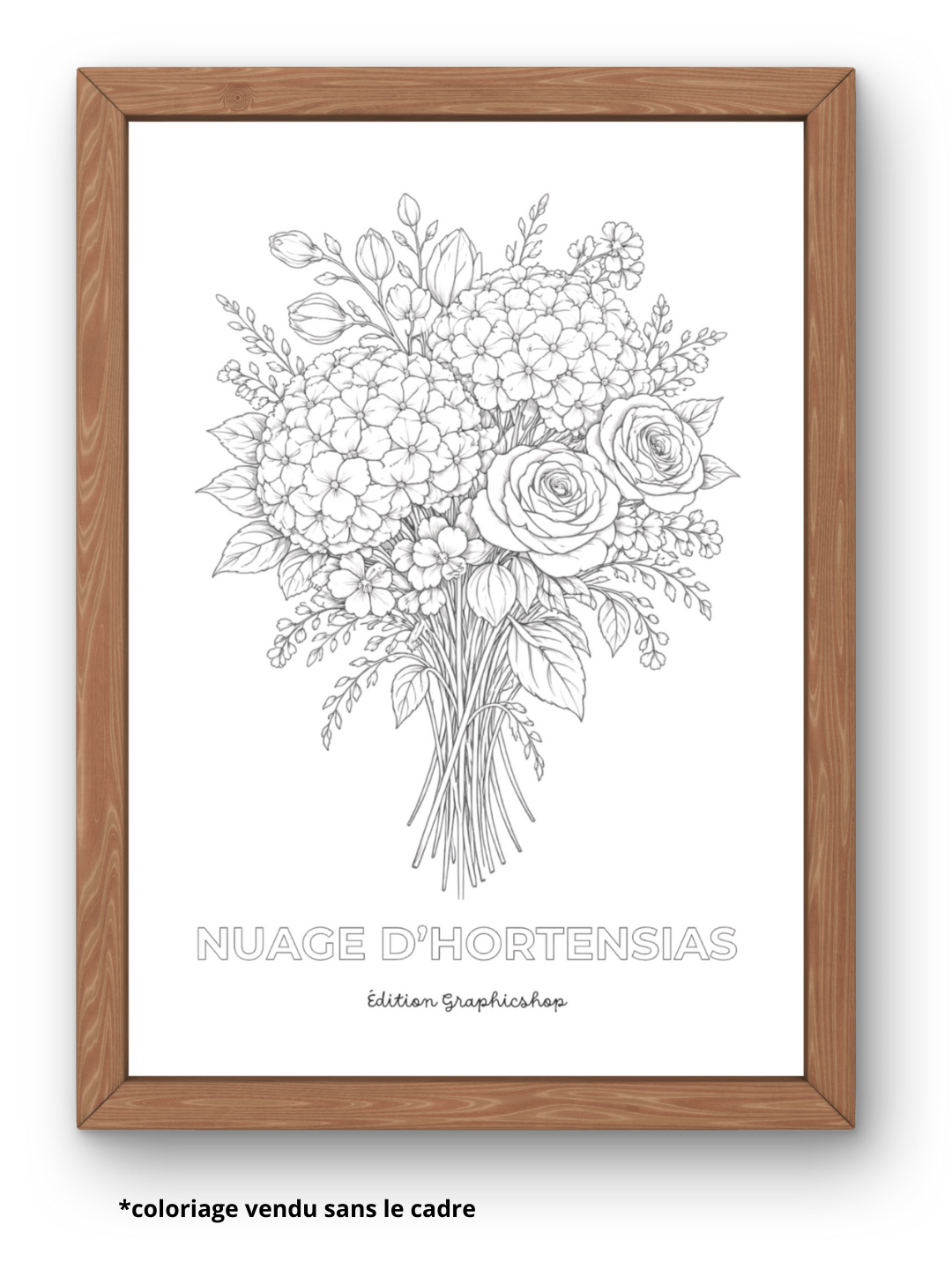 Coloriage géant fleurs – Nuage d’Hortensias | Affiche à colorier 30 × 40 cm – Graphicshop