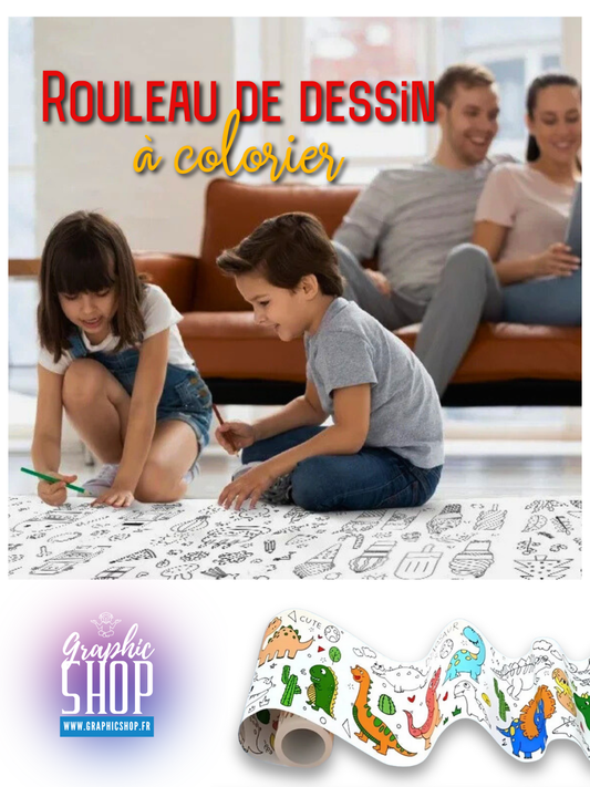 Rouleau de dessin à colorier auto-adhésif – 3 mètres