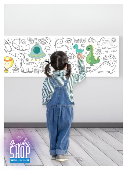 Rouleau de dessin à colorier auto-adhésif – 3 mètres