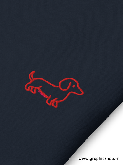 Sweat-shirt Navy Teckel Rouge Brodé – Design exclusif Graphicshop