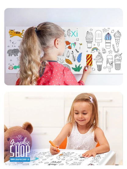 Rouleau de dessin à colorier auto-adhésif – 3 mètres