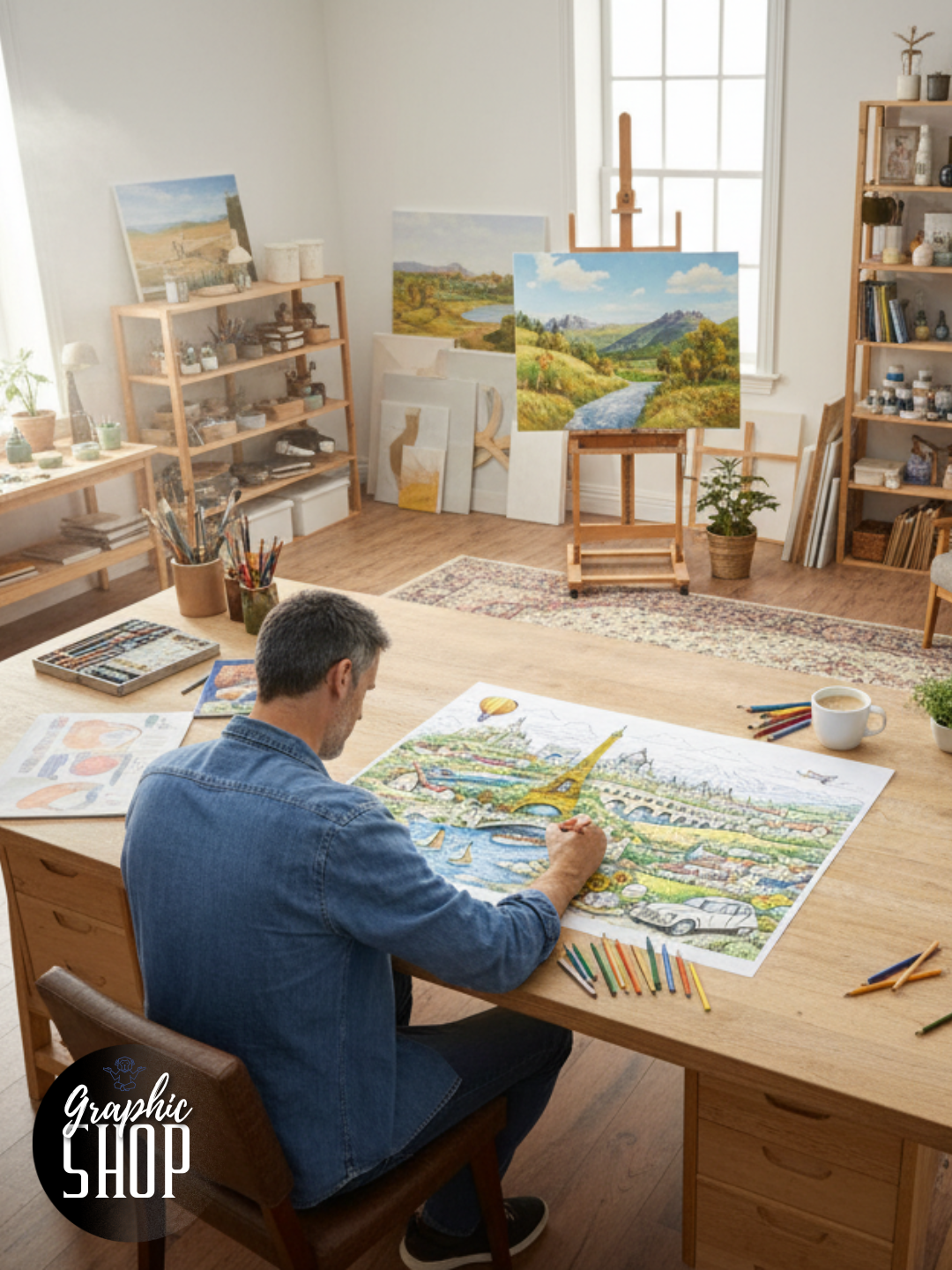Panorama Français – Coloriage Géant 50x70 cm | Affiche Monuments de France à Colorier