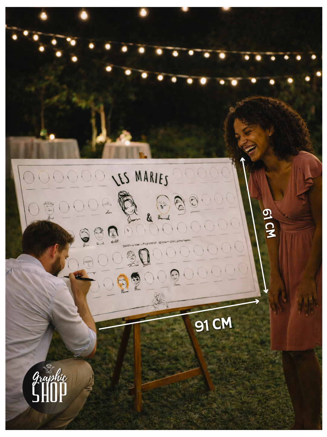 Poster Animation Mariage – Dessine ton Autoportrait | Souvenir Invités Mariage 61 × 91 cm