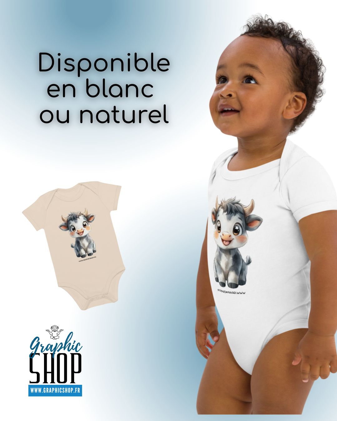 Body bébé en coton bio – Petit Veau Kawaii