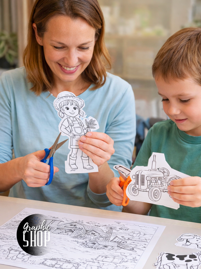 Lily et ses amis à la ferme – Atelier créatif XXL à colorier, découper et assembler (61 x 90 cm)