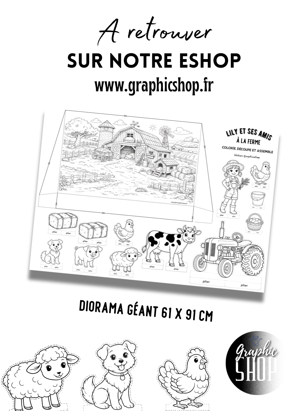 Lily et ses amis à la ferme – Atelier créatif XXL à colorier, découper et assembler (61 x 90 cm)