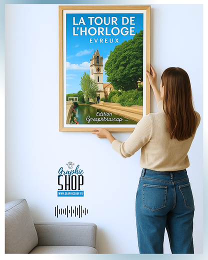 Affiche La Tour de l’Horloge – Évreux | Édition Graphicshop