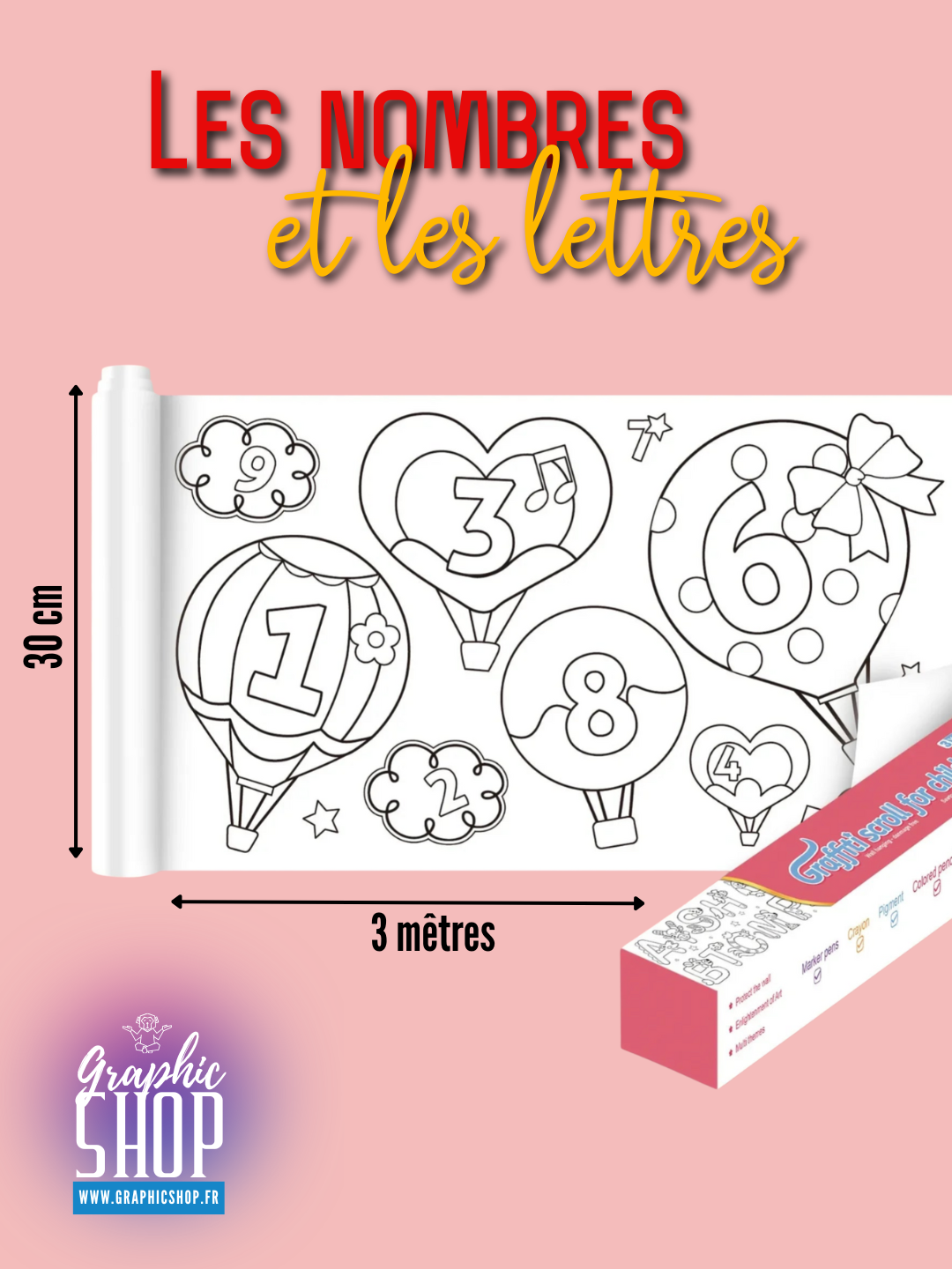 Rouleau de dessin à colorier auto-adhésif – 3 mètres