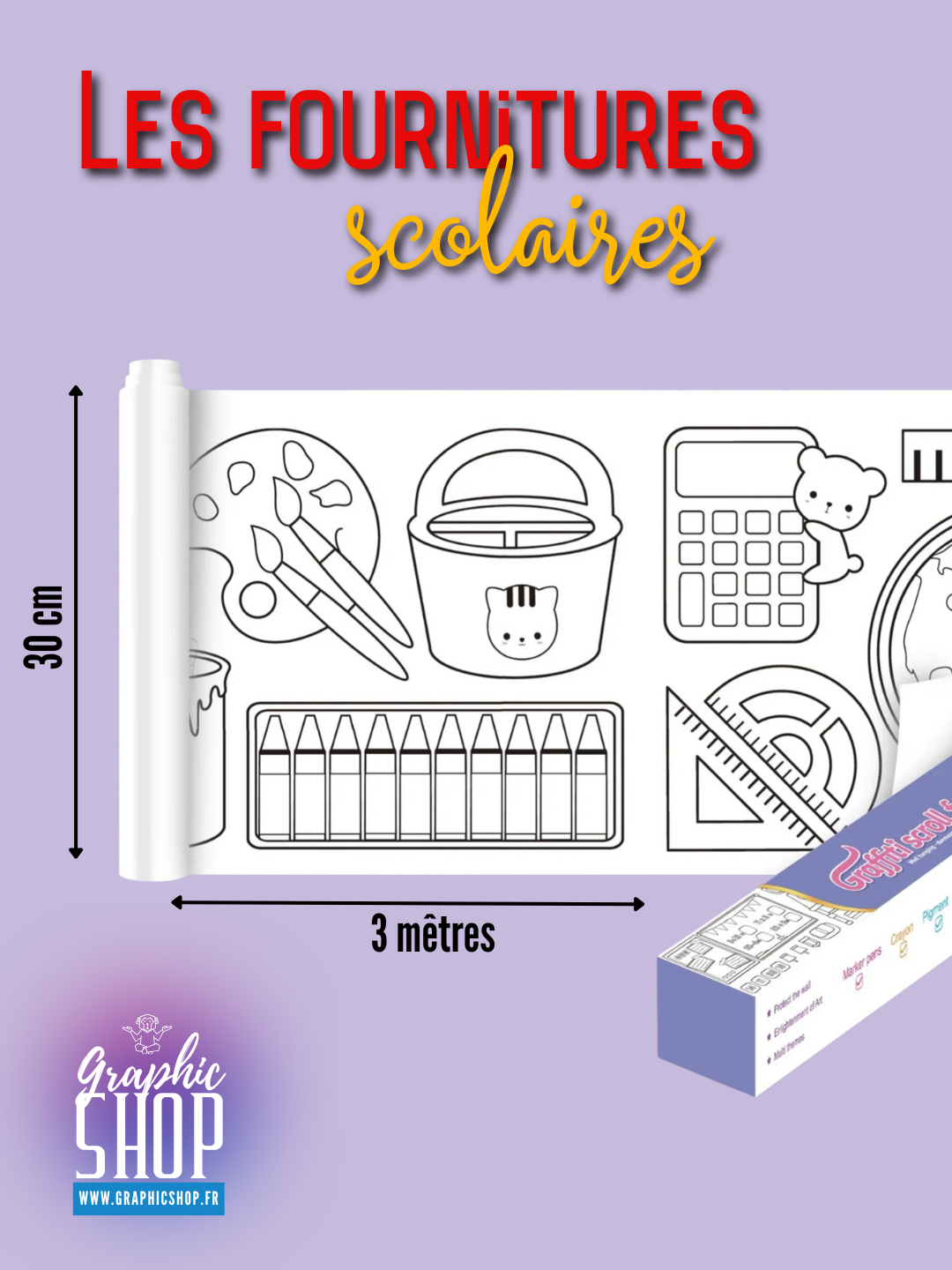 Rouleau de dessin à colorier auto-adhésif – 3 mètres