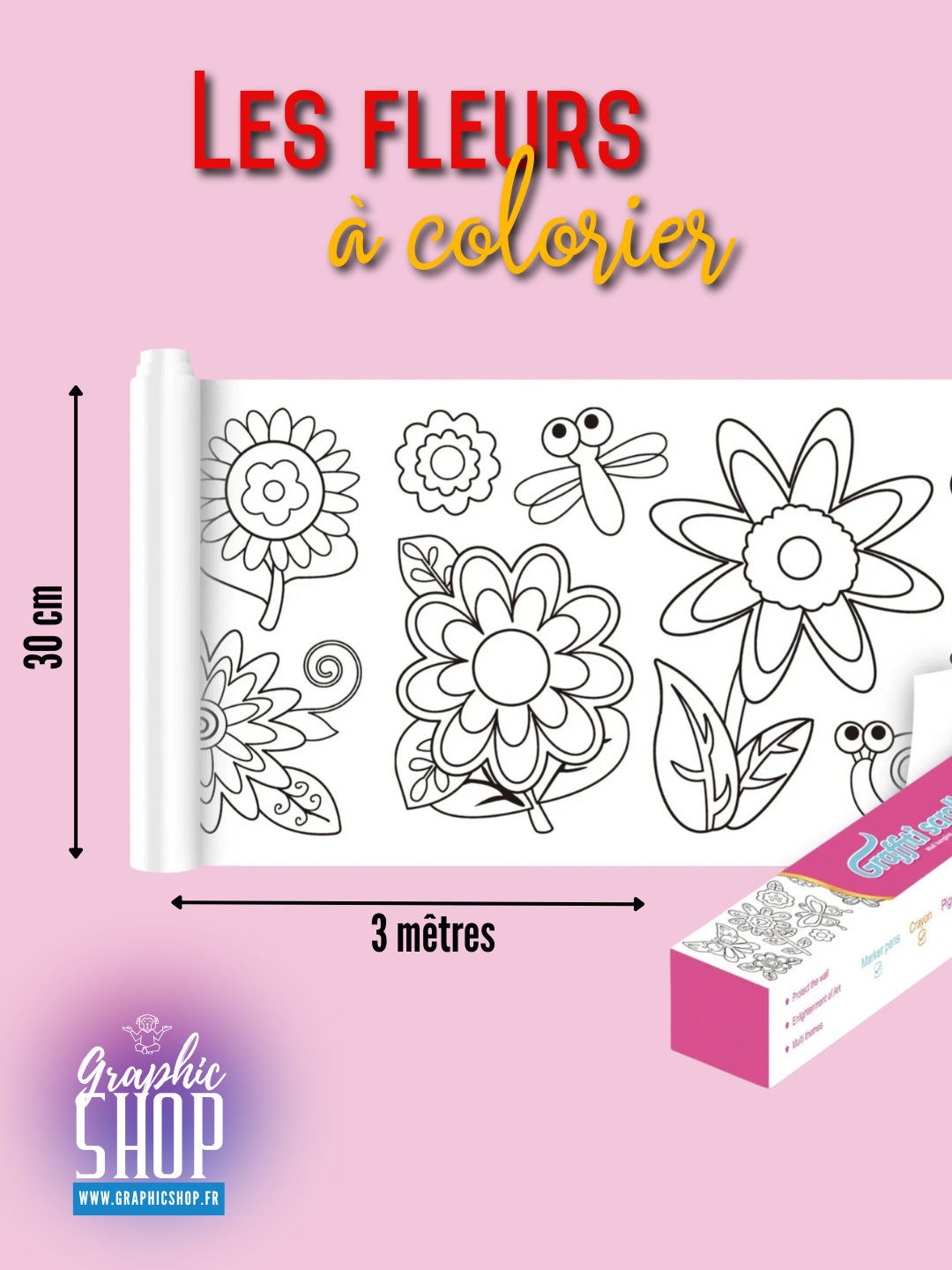 Rouleau de dessin à colorier auto-adhésif – 3 mètres