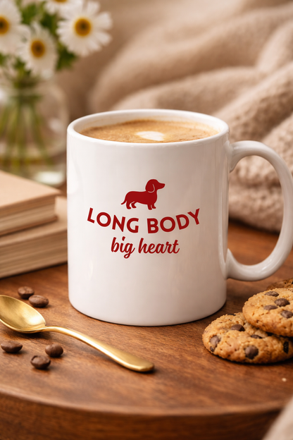 Mug « Long Body, Big Heart » – Grand cœur, longues pauses café