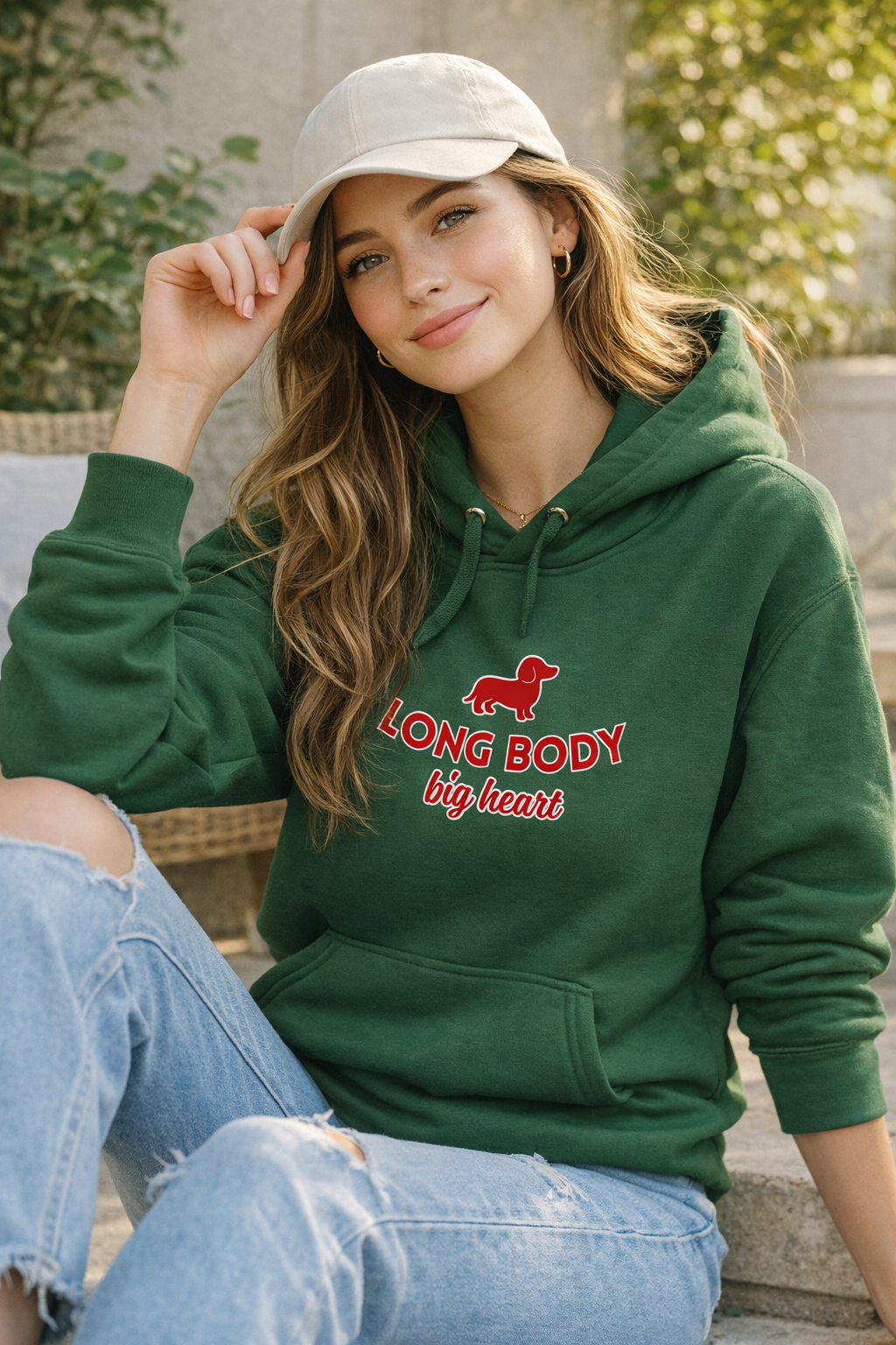Sweat à capuche unisexe vert forêt – Hoodie streetwear en coton