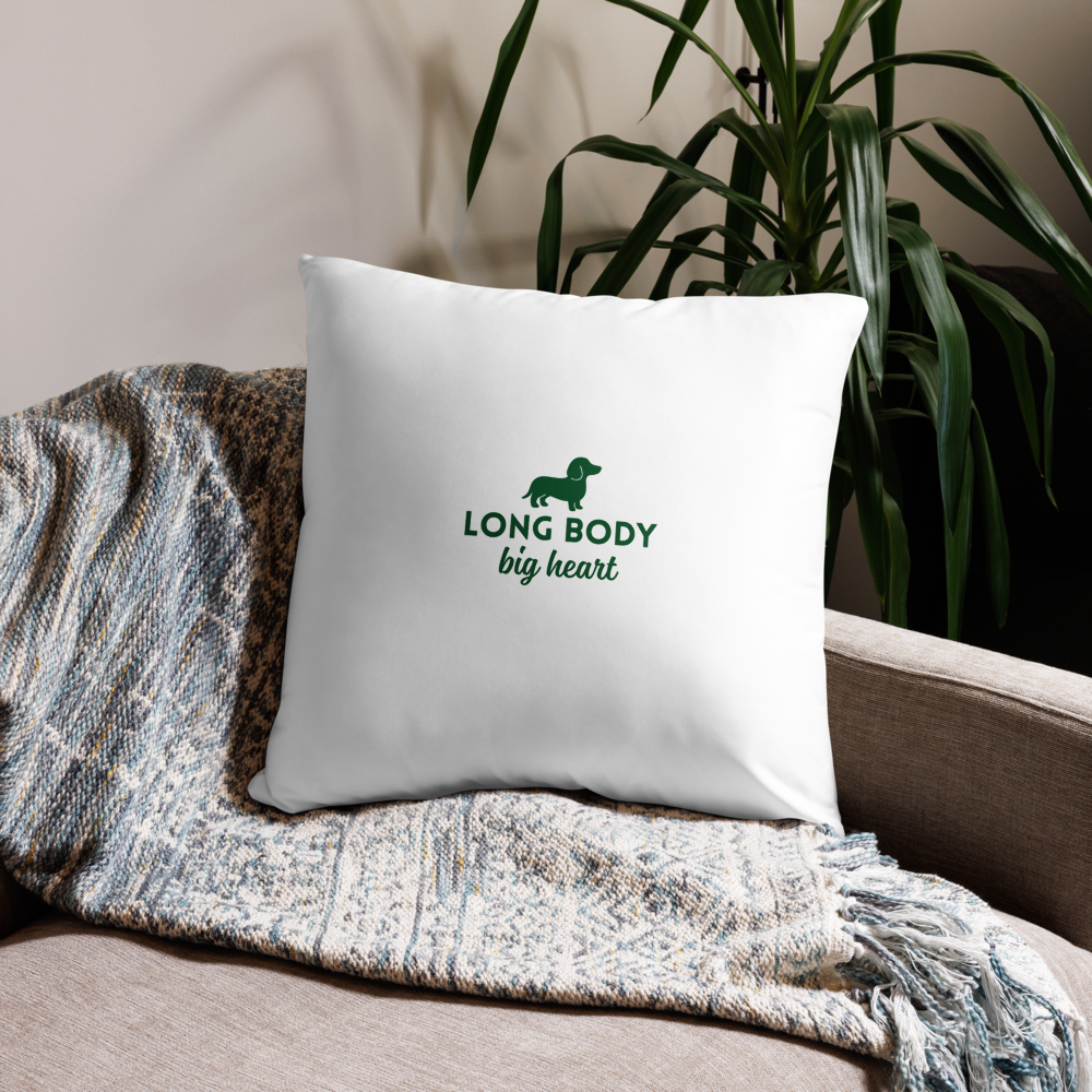 Housse de coussin décorative « Long Body Big Heart » – Esprit teckel & cocooning / Vert