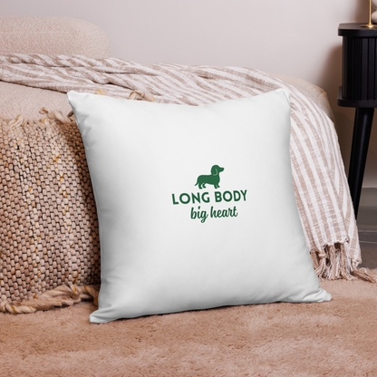 Housse de coussin décorative « Long Body Big Heart » – Esprit teckel & cocooning / Vert