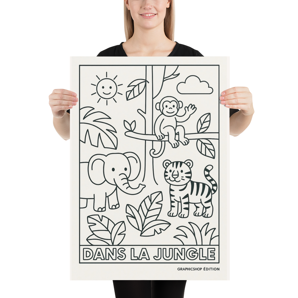 Coloriage géant – Dans la Jungle – Affiche 50×70 cm