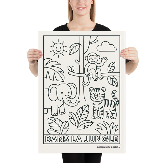 Coloriage géant – Dans la Jungle – Affiche 50×70 cm