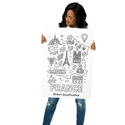 Coloriage géant – Carte de France – Affiche 50×70 cm
