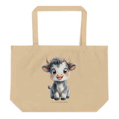 Grand Tote Bag Vache Kawaii – 100 % Coton Bio
