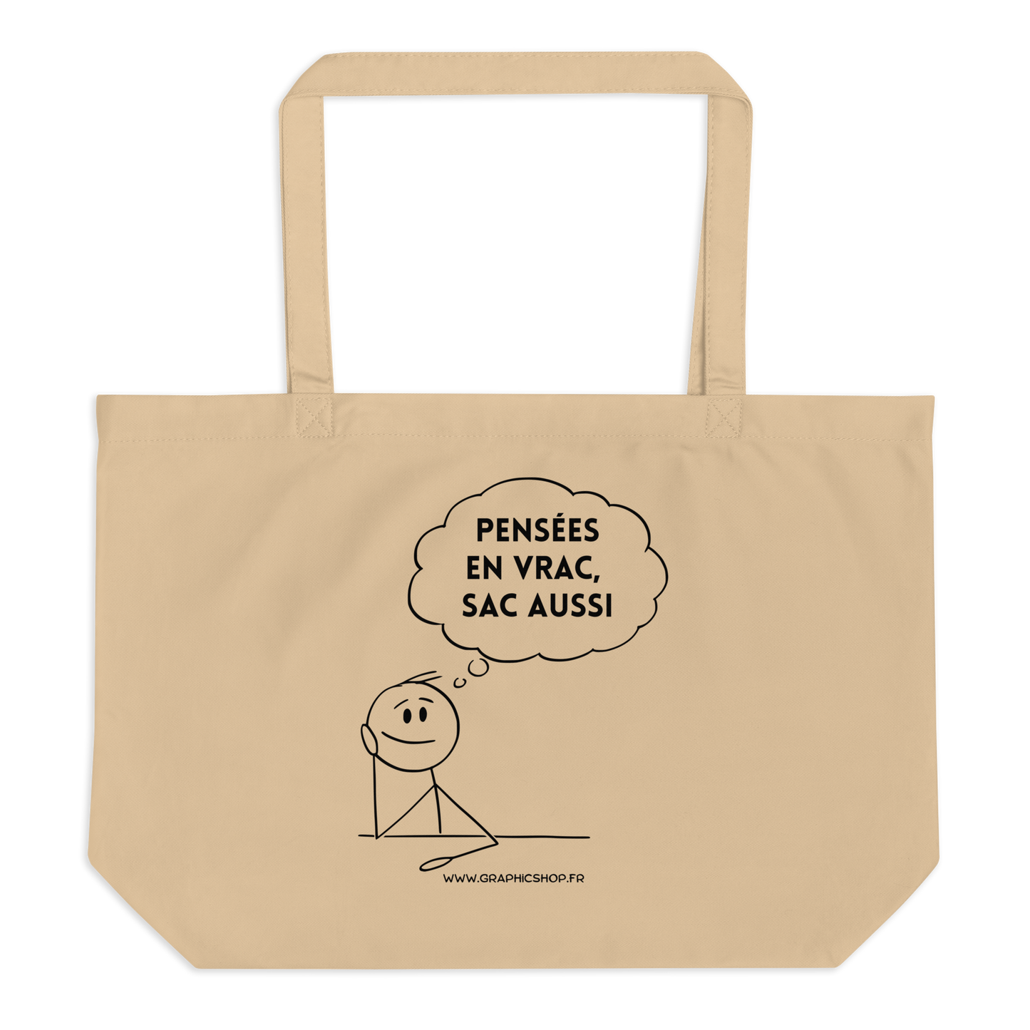 Grand tote bag en coton bio – Pensées en vrac, sac aussi – Édition Graphicshop