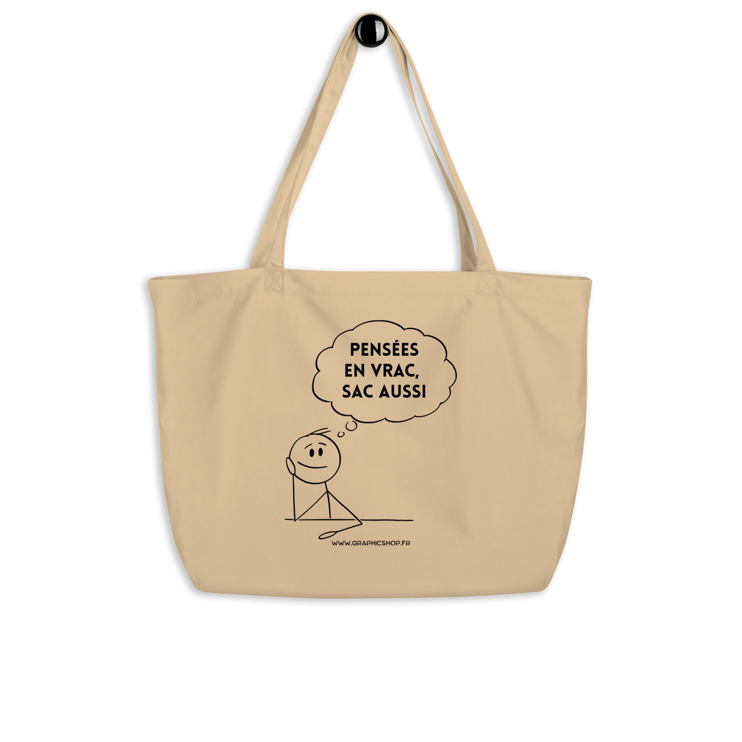 Grand tote bag en coton bio – Pensées en vrac, sac aussi – Édition Graphicshop