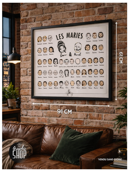 Poster Animation Mariage – Dessine ton Autoportrait | Souvenir Invités Mariage 61 × 91 cm