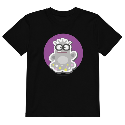 T-shirt enfant bio « Le Fantôme » – Illustration kawaii – Coton biologique – Noir, bleu marine & blanc – Graphicshop