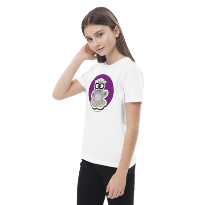 T-shirt enfant bio « Le Fantôme » – Illustration kawaii – Coton biologique – Noir, bleu marine & blanc – Graphicshop